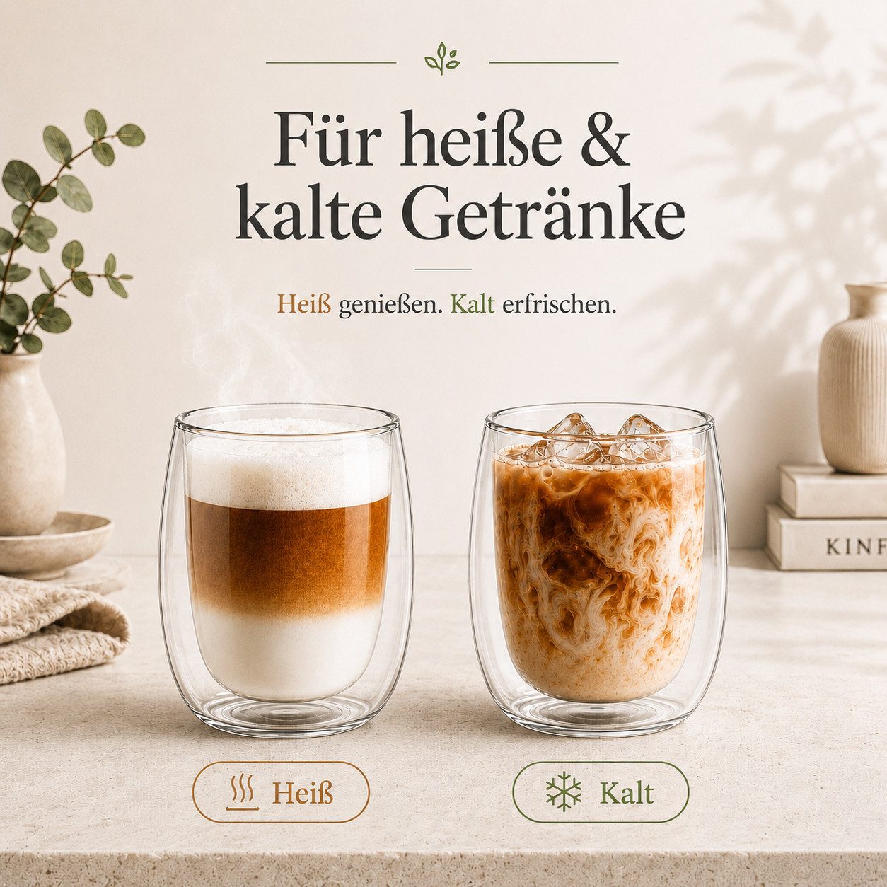 LAPRESO Cappuccinotasse Doppelwandig Thermogläser Kaffeegläser Set 250 ml, 6-tlg., Borosilikatglas, 6er Set – Bild 4 von 5