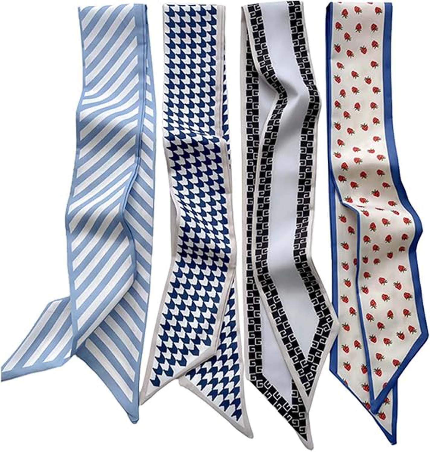 Coonoor Halstuch Handtaschen Schal, Satin Ribbon Seidentücher Scarf Damen, (4-St)
