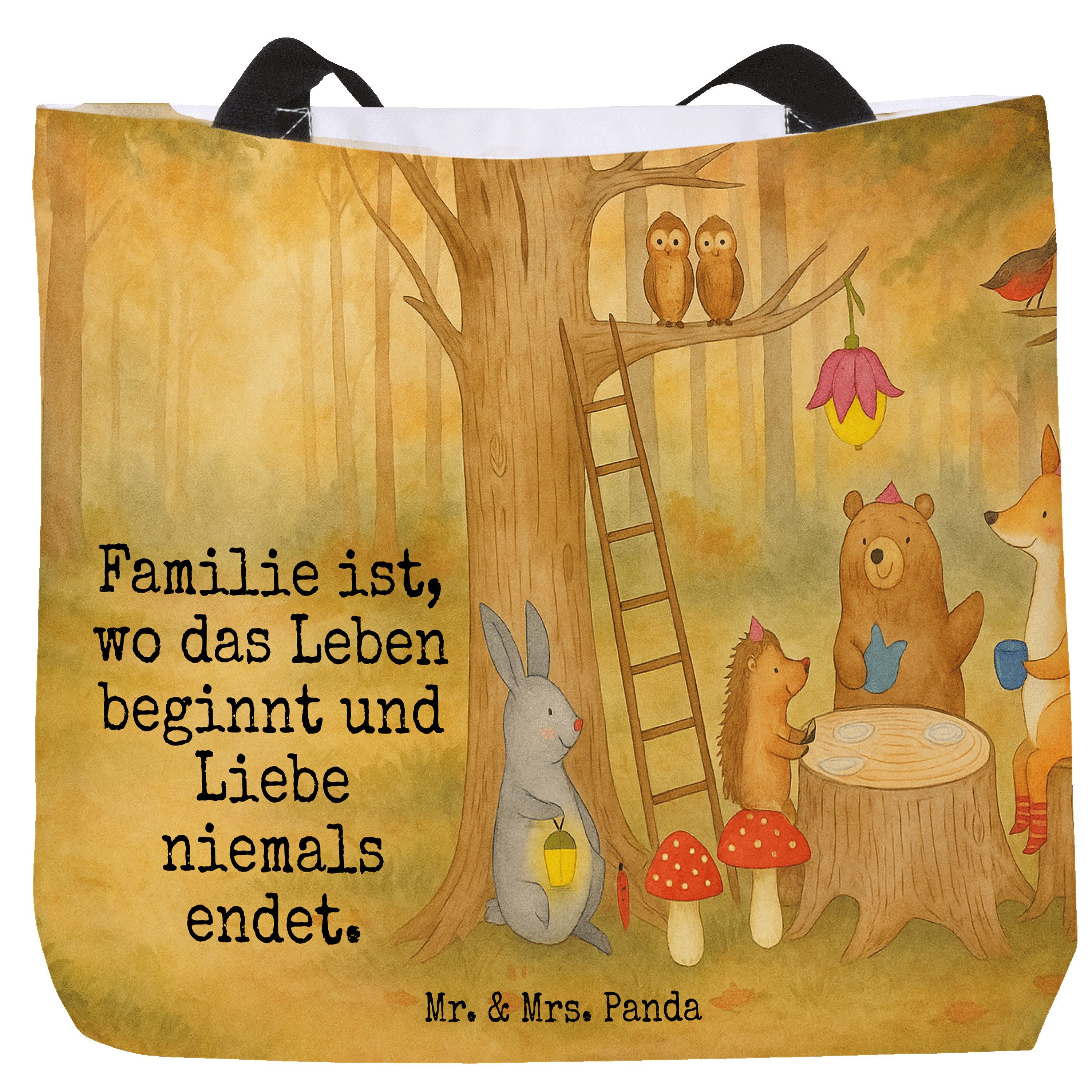 Shopper Waldtiere Picknick Design, Tote Bag, Weiß, Lustige Sprüche, Maus, Str