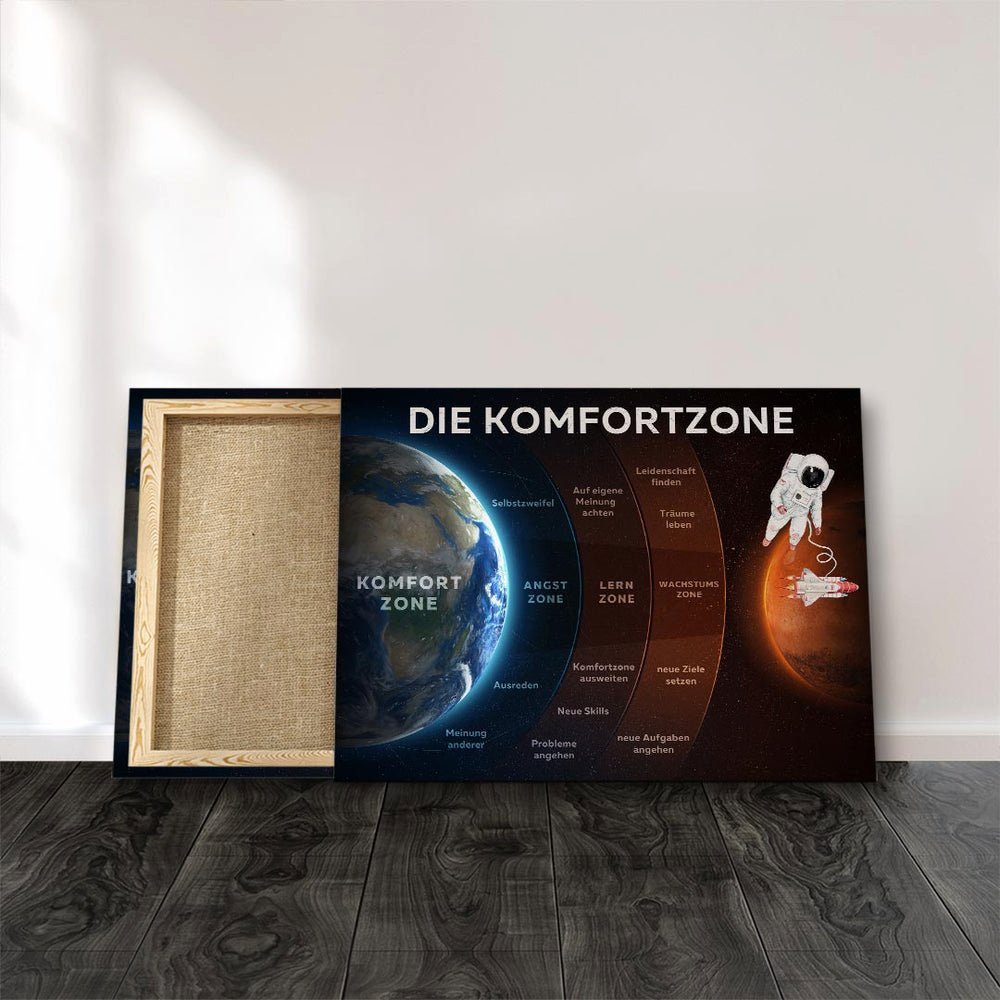 Rahmen planeten braun Wandbild Leinwandbild, ohne rakete schwarz DOTCOMCANVAS® raumanzug raum blau Die erde