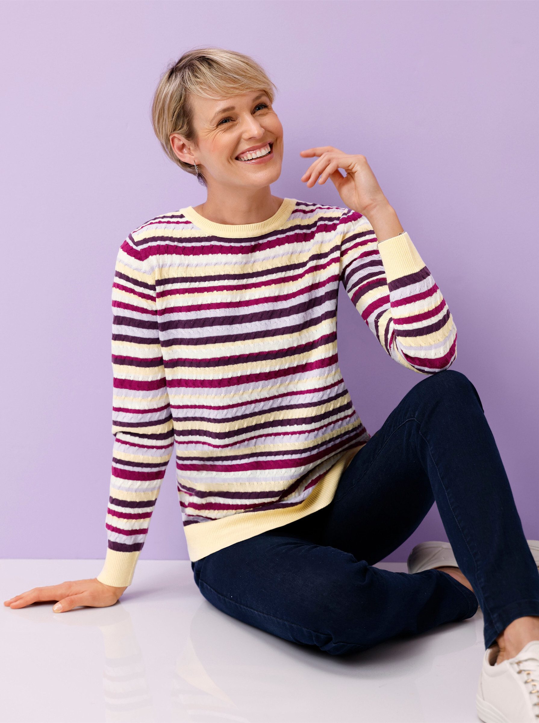 Sieh an! Strickpullover Langarm-Pullover Langarm Zopfmuster