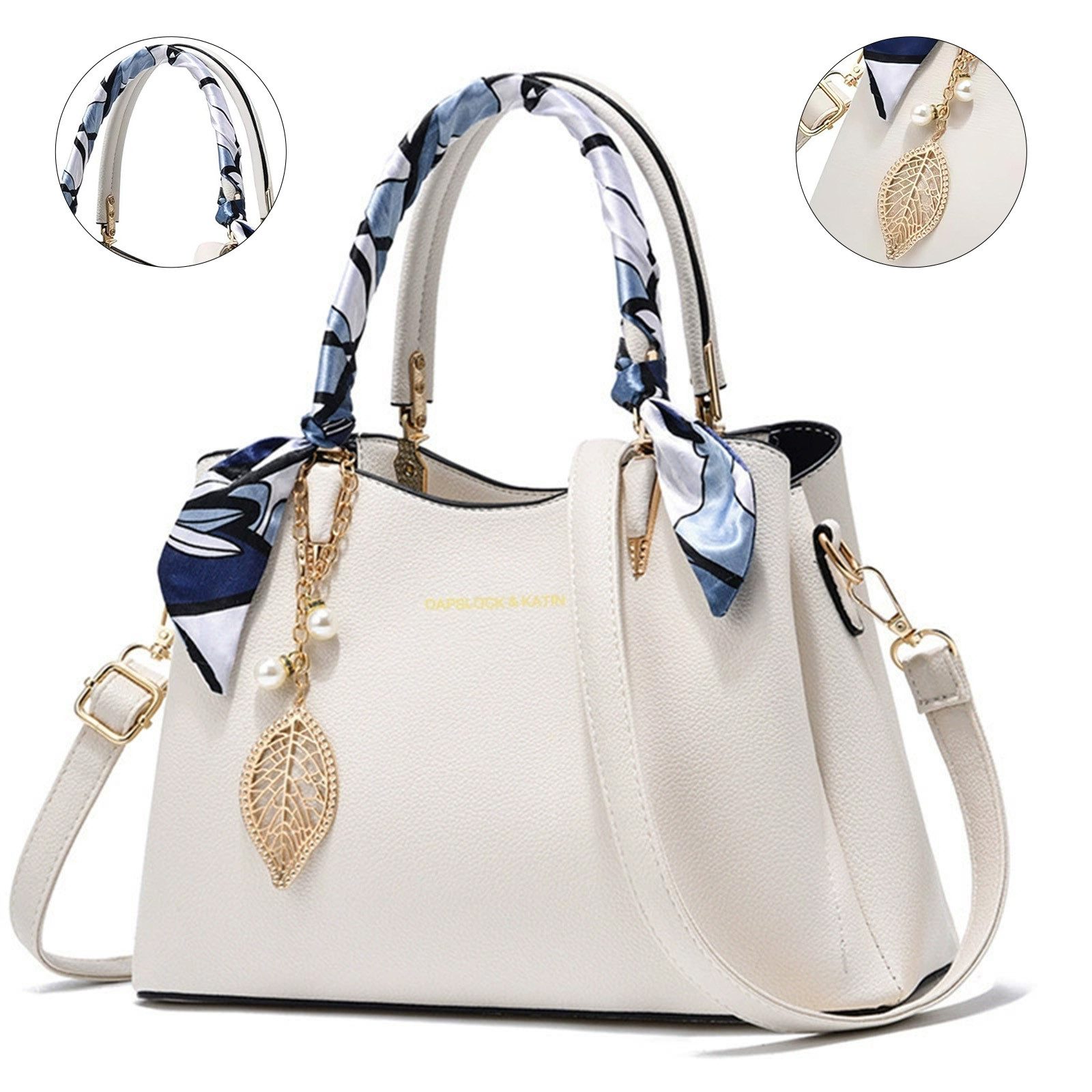 OKWISH Henkeltasche Damen-Handtasche Umhängetasche Tragetasche Aktentasche Tasche Damen (abnehmbarer Schulterriemen vielseitig tragbar Alltags Business-Tasche, 1-tlg., Drei Hauptfächer Reißverschluss- und Handyfach), für Alltag Reisen Partys Büro oder besondere Anlässe kombinierbar