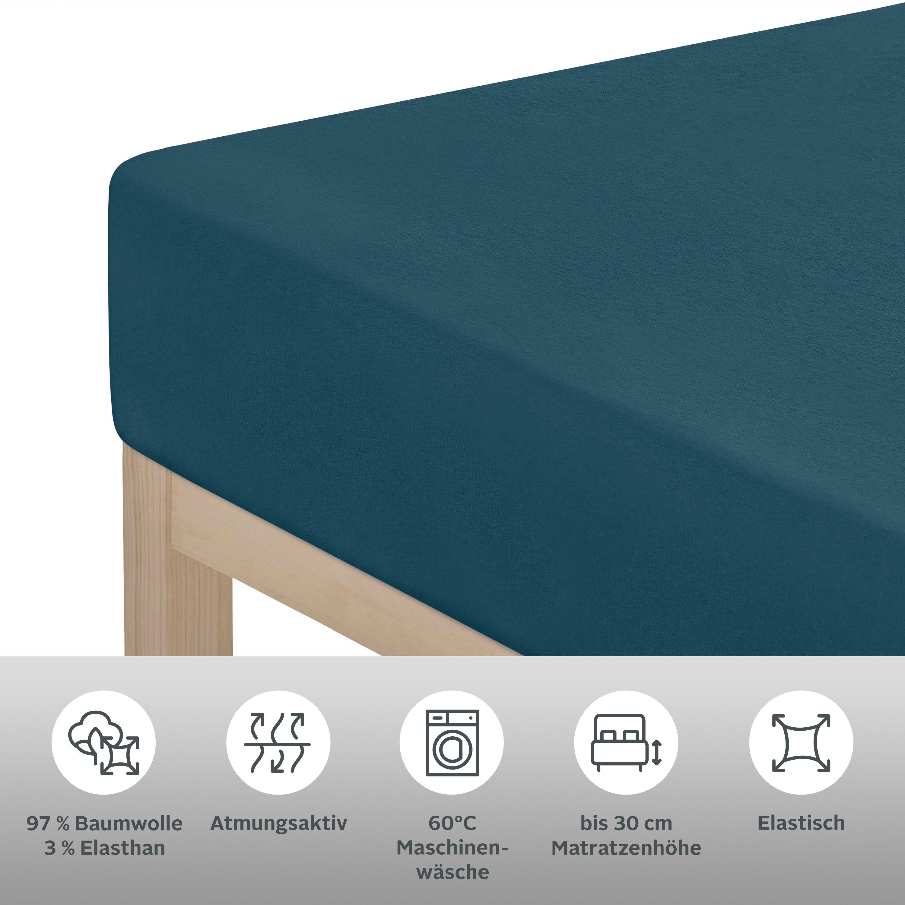 OTTO home Spannbettlaken SOUCY aus Baumwolle mit Elasthan, 160 g/m², Jersey-Elasthan, Gummizug: rundum, (1 Stück), Premium Bettlaken für Matratzen bis 30 cm Höh – Bild 2 von 5