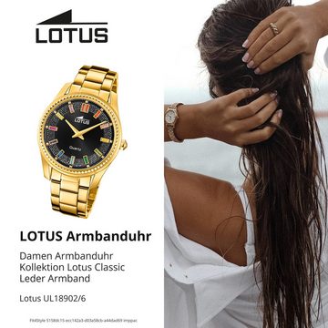 Lotus Chronograph Lotus Damenuhr Leder gold Lotus Classic, (Chronograph), Damen Armbanduhr rund, mittel (ca. 38mm), Edelstahl