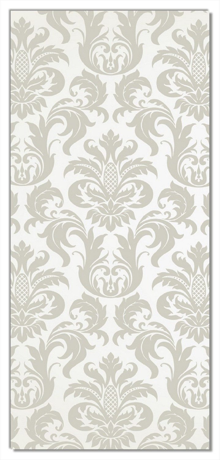 Wallario Türtapete Königliche Schnörkelei in weiß und beige, glatt, ohne Struktur