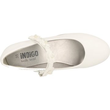 Indigo 424-088 Mädchen Schuhe Hochzeit Taufe Konfirmation Ballerina Klettverschluss, Blumen