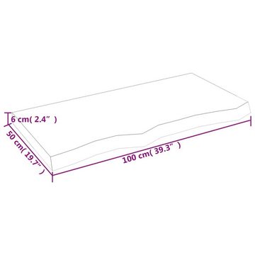 furnicato Tischplatte Dunkelbraun 100x50x(2-6)cm Massivholz Eiche