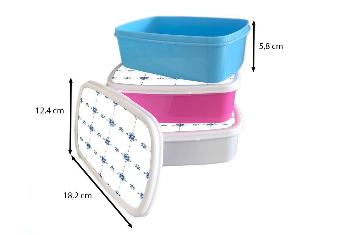- für Muster Snackbox, MuchoWow Brotbox Blau Brotdose rosa Kinder, (2-tlg), Lunchbox - Mädchen, Kunststoff Quadratisch, Kunststoff, Erwachsene,
