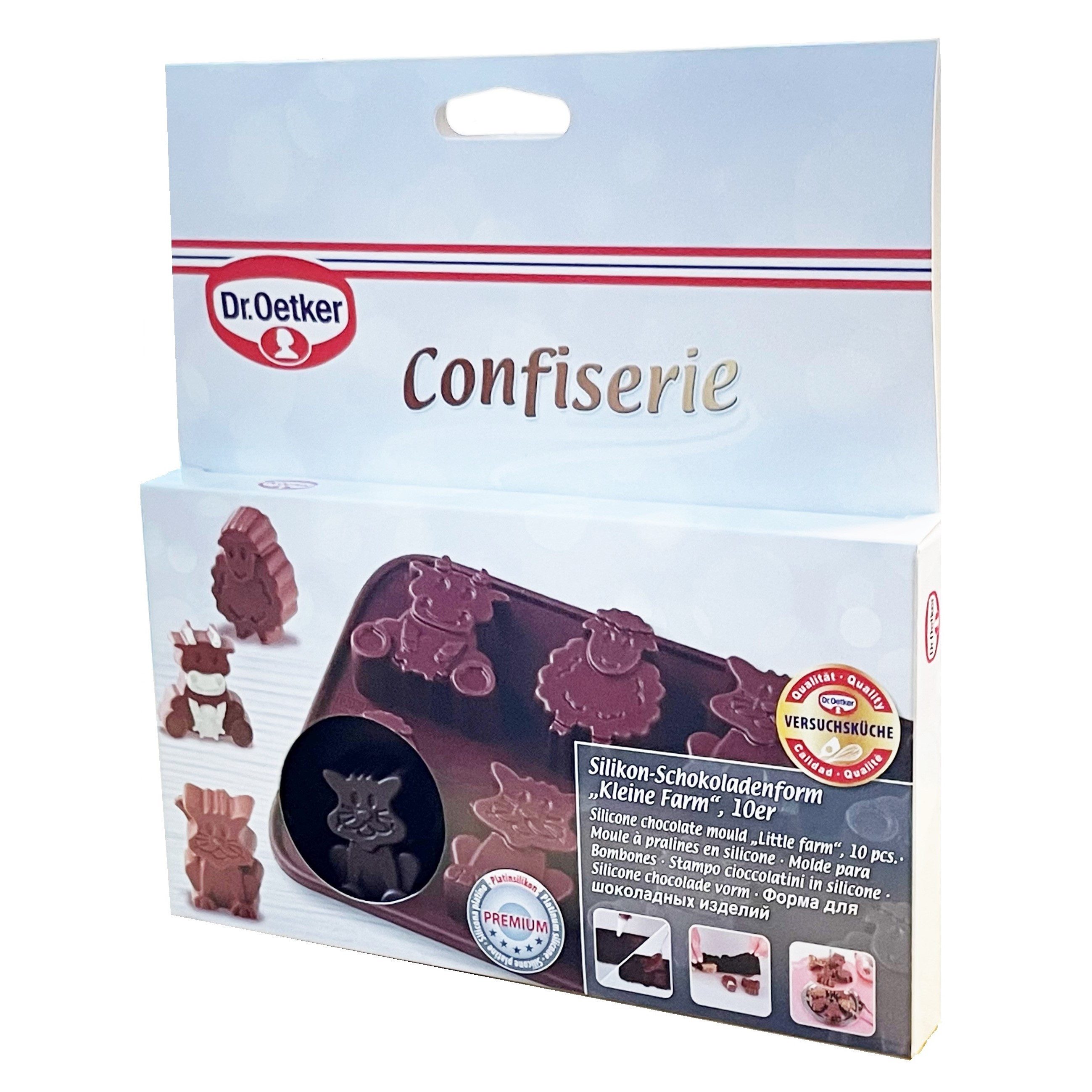 Zenker Backformen Backform Silikon SCHKOLADENFORM Kleine Farm Pralinen- Eiswürfel- Form Dr.Oetker