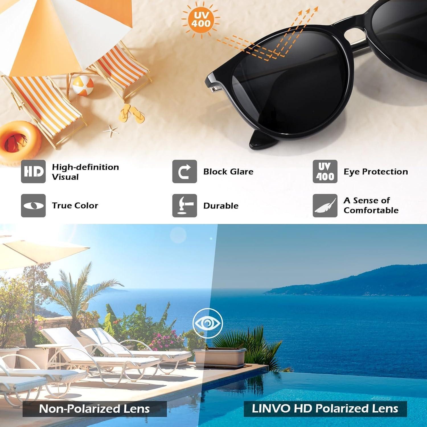 LuxusKollektion Retrosonnenbrille Damen Retro Sonnenbrille Vintage Rund Polarisiert UV400 Schutz