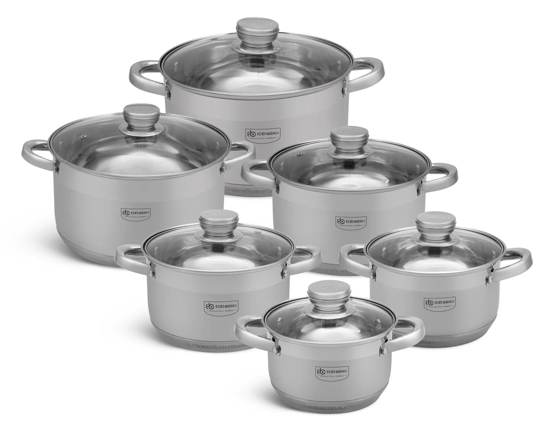 Topf-Set Edelstahl Kochtöpfe mit Glasdeckel, Kochtopfset, Topfset, Töpfe