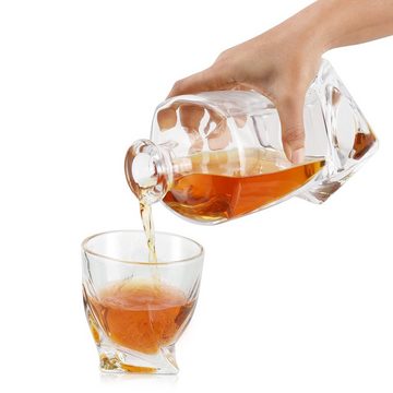 Belle Vous Karaffe Whisky Karaffe & Gläser Set - 800 ml Glas - mit Glasstopfendeckel