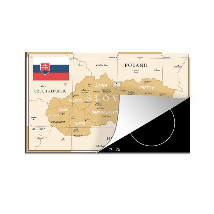 MuchoWow Herdblende-/Abdeckplatte Illustration einer alten Karte der Slowakei Vinyl (1 tlg) Ceranfeldabdeckung für die küche Induktionsmatte