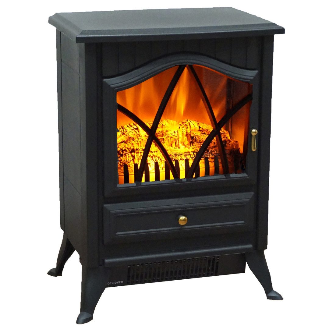 abc HOME Elektrokamin in Schwarz, Platzsparend Ideal für kleine Räume, kompakt