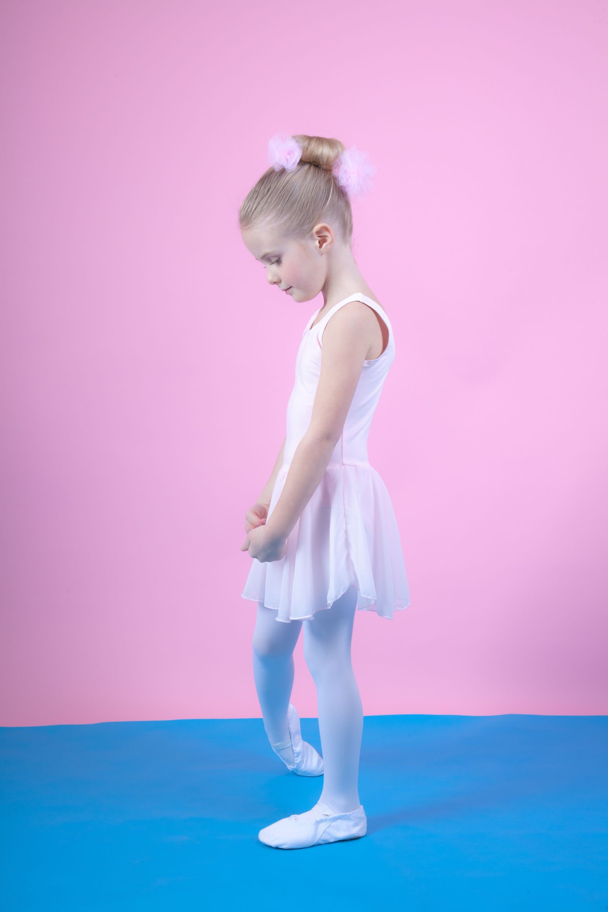 tanzmuster Chiffonkleid für Schlüssellochausschnitt Mädchen aus Ballettkleid Baumwolle Bella Kinder Ballettbody fürs mit rosa weicher Ballett