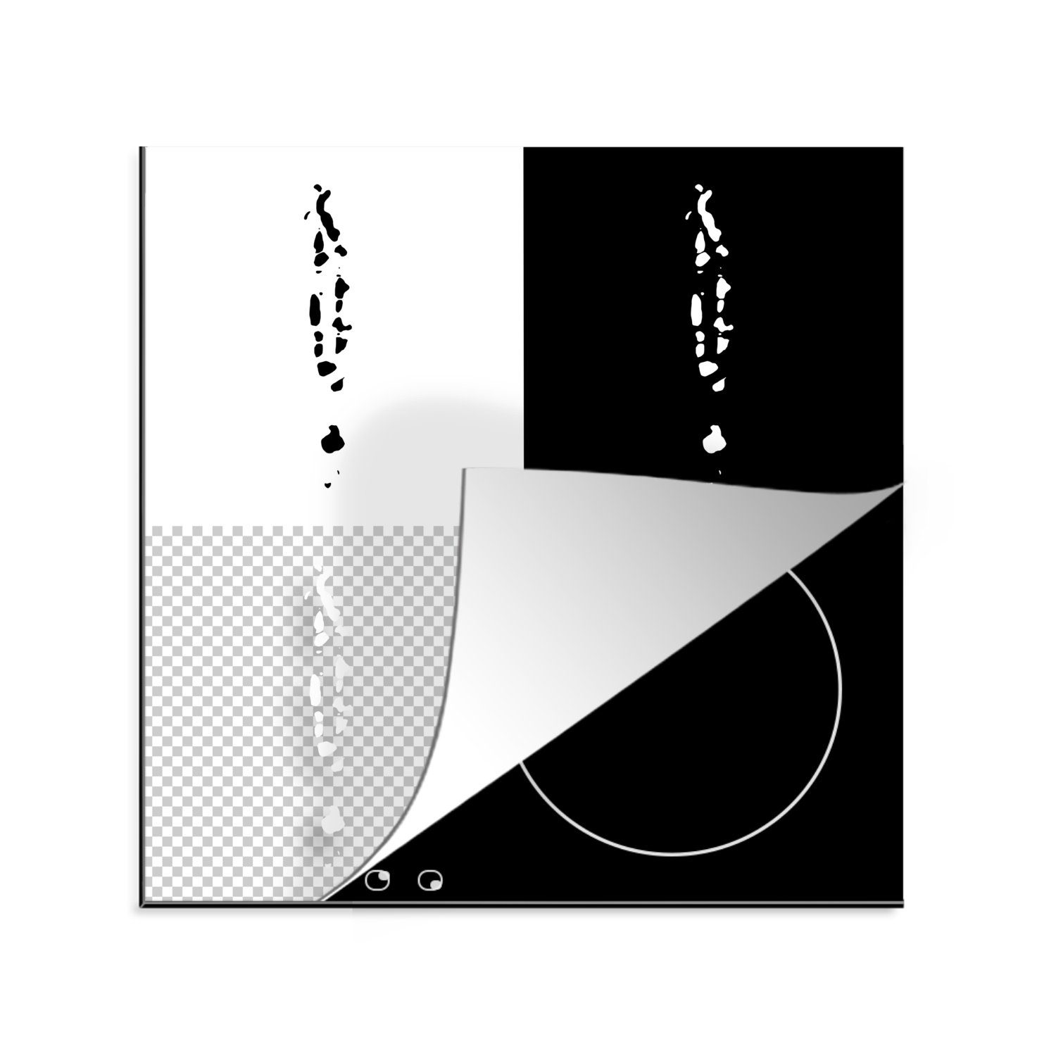 MuchoWow Herdblende-/Abdeckplatte Vier Schwarz-Weiß-Abbildungen der Malediven, Vinyl, (1 tlg), 78x78 cm, Ceranfeldabdeckung, Arbeitsplatte für küche