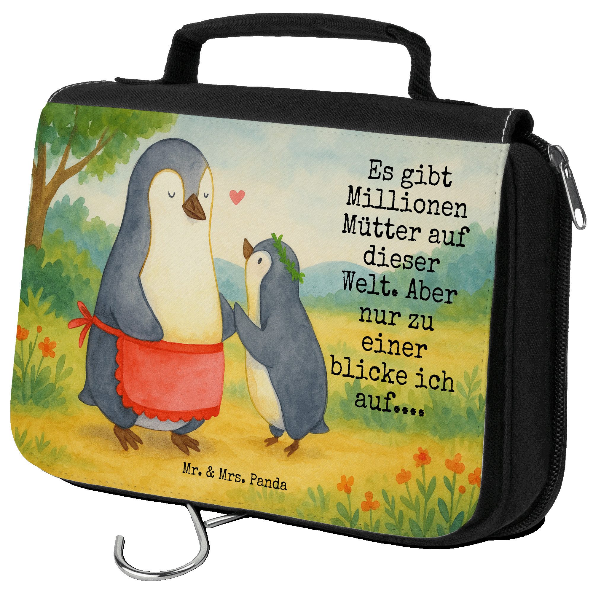Kulturbeutel Pinguin mit Kind Design, Kulturtasche, Weiß, kosmetiktäschchen, Kultu