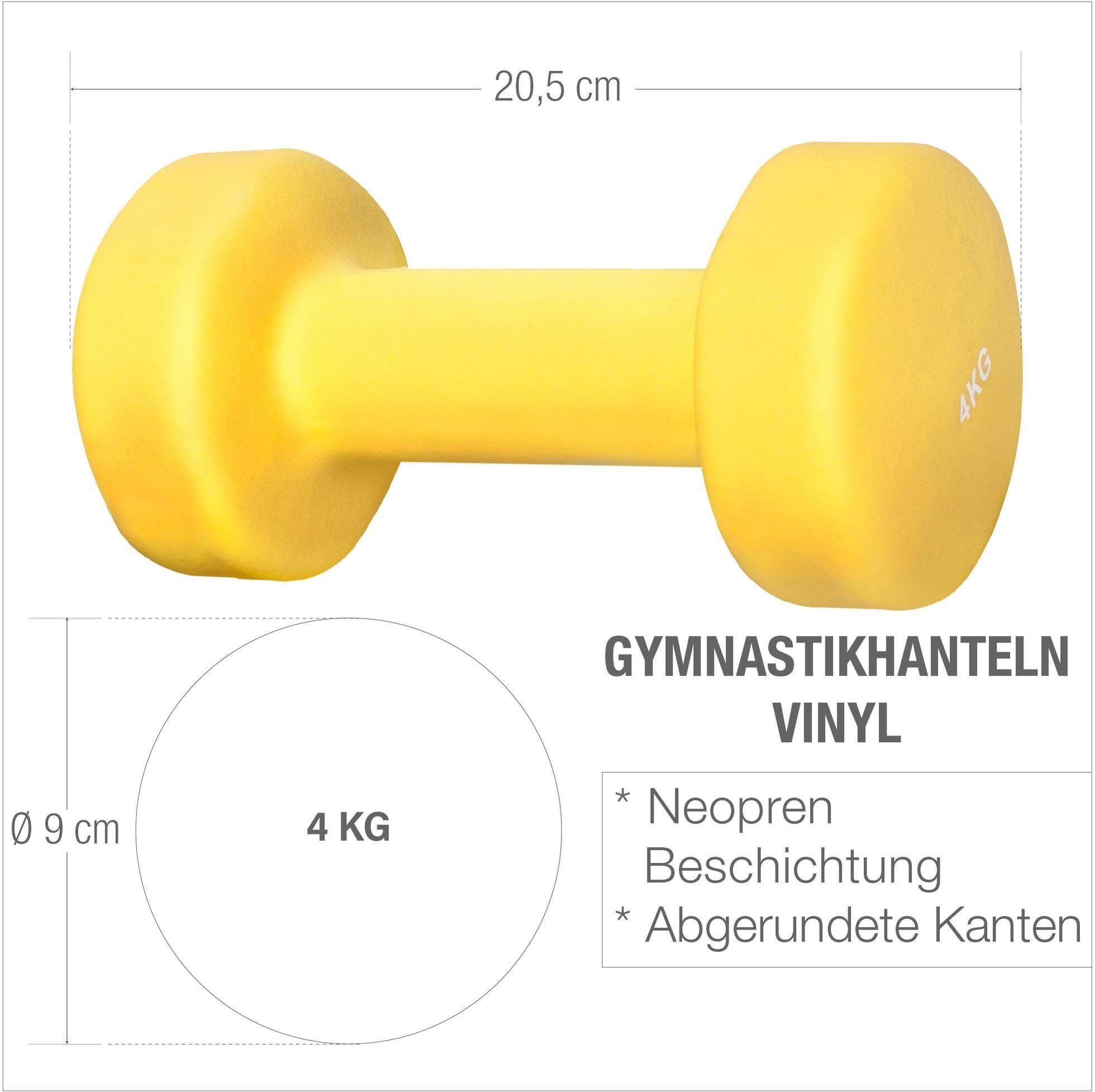 GORILLA SPORTS Hantel-Set Gymnastikhanteln - (Set) 2 x 4 kg, Gelb kg Vinyl 8