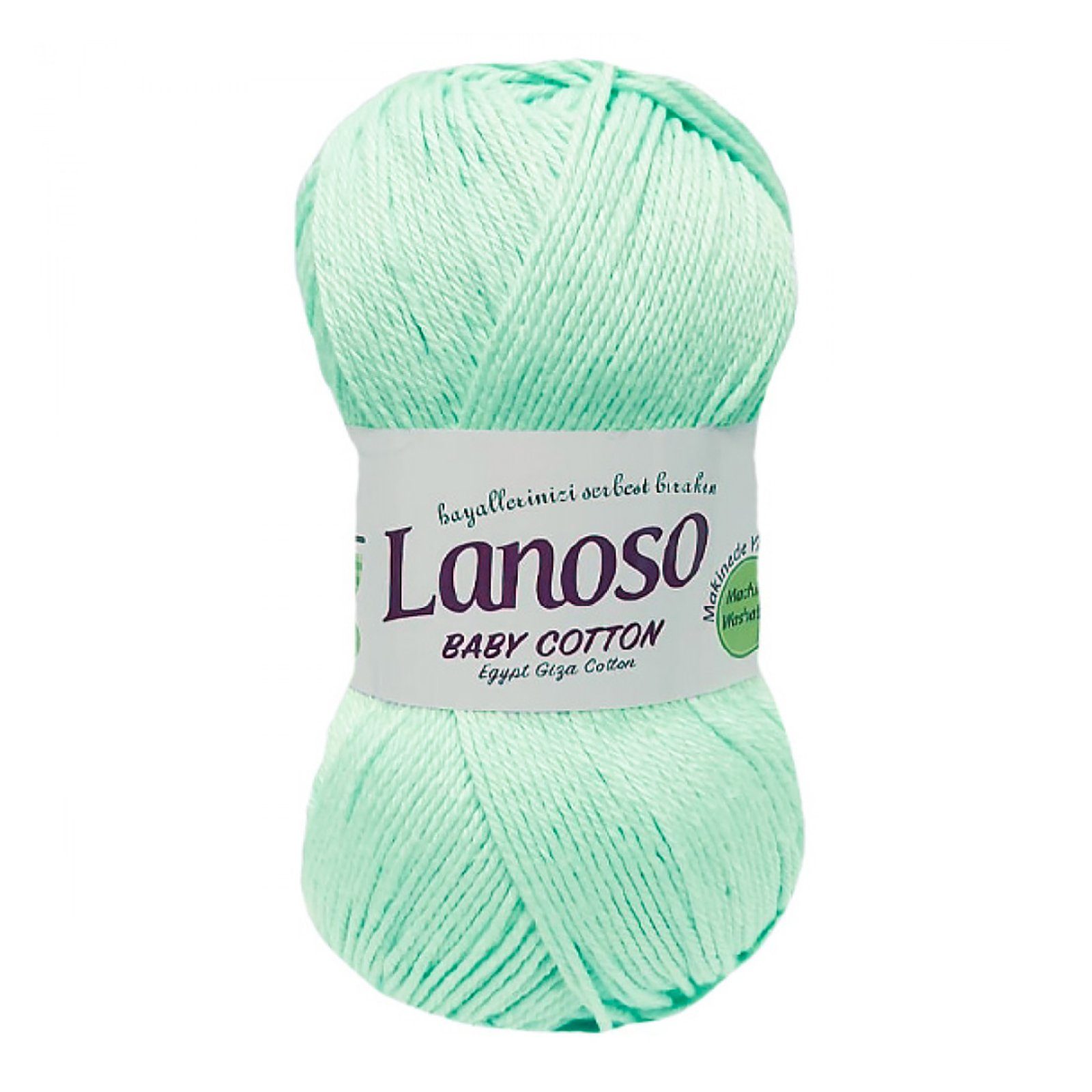 Lanoso 5 x 100g Strickgarn Baby Cotton 100 Häkelwolle, 210 m, 919 minze