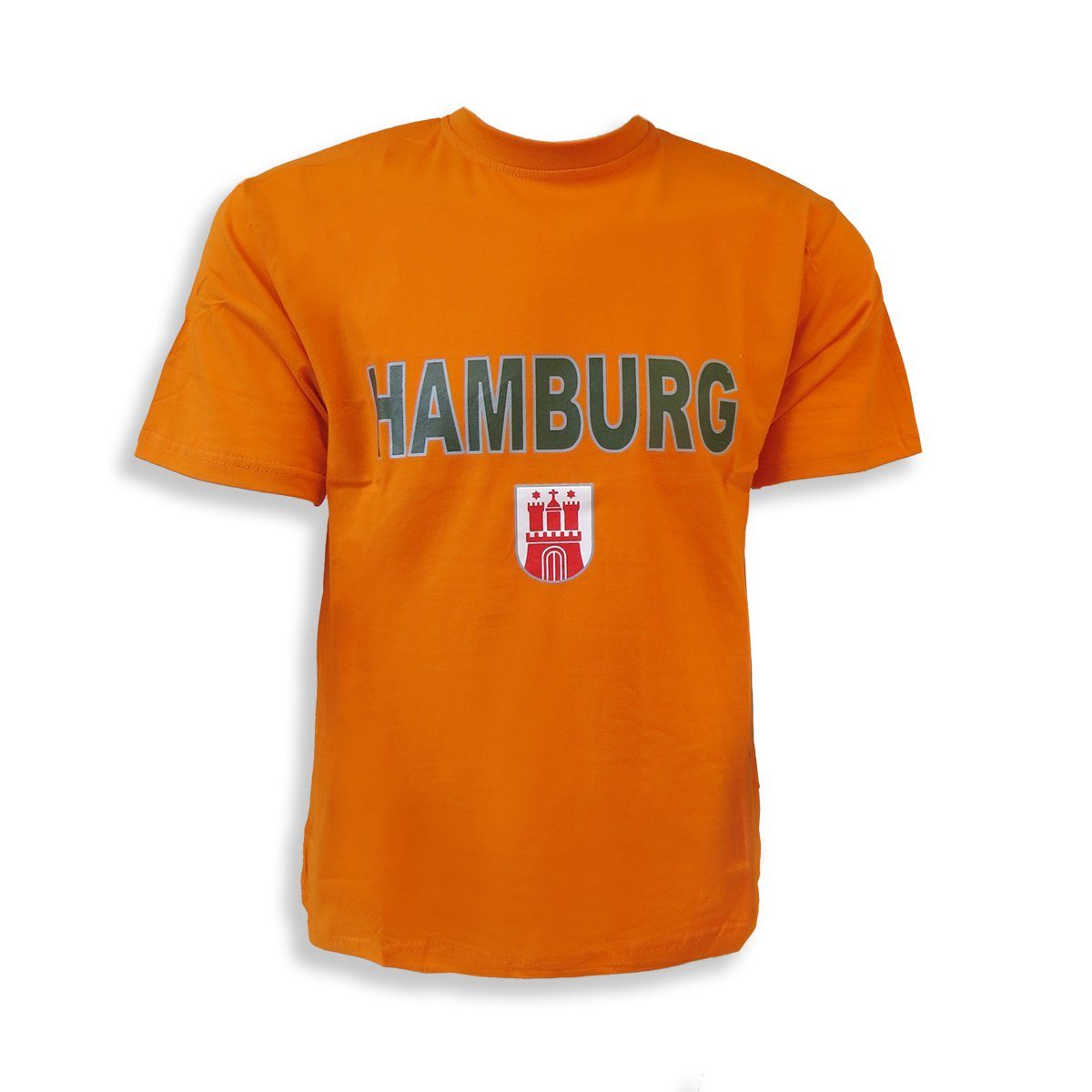 Sonia Originelli T-Shirt T-Shirt Herren "Hamburg Classic" Wappen Baumwolle orange