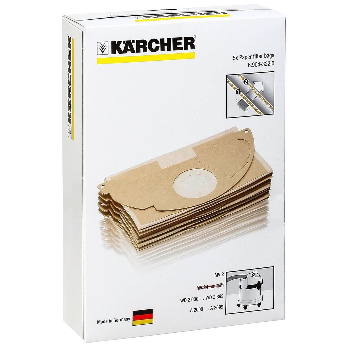 Kärcher Professional Staubsaugerbeutel, passend für KÄRCHER, 5 St., 2-lagig