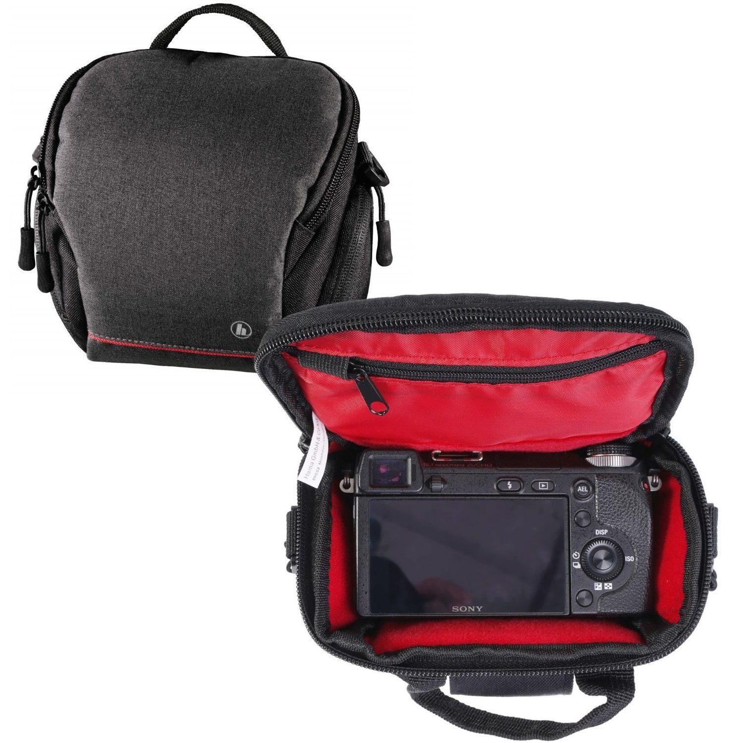 Hama Sambia Digitalkamera Kamera-Tasche Systemkamera Case Universal, Kameratasche Schultergurt Foto-Tasche 80 Tragegriff Zubehör-Fächer