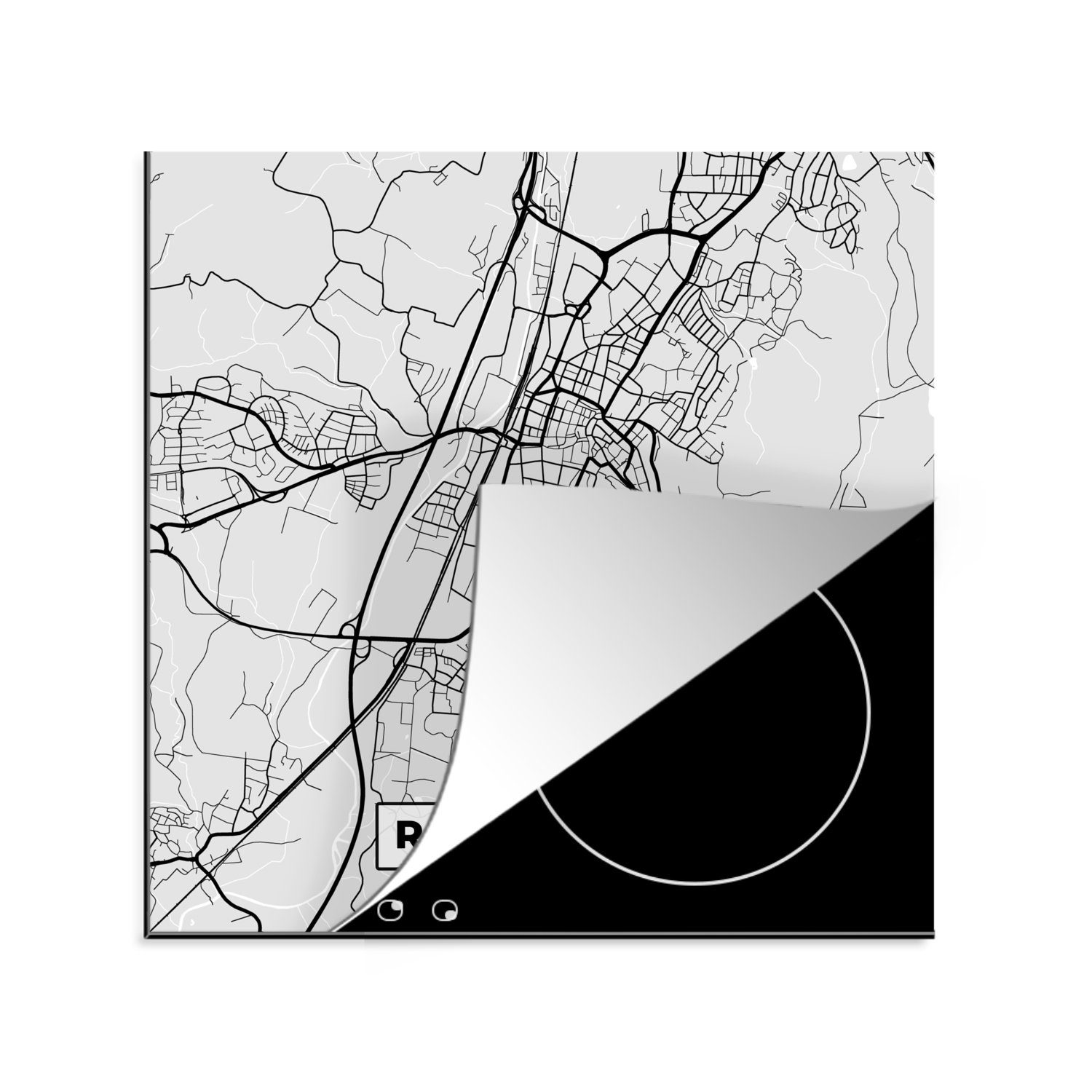 MuchoWow Herdblende-/Abdeckplatte Deutschland - Stadtplan - Ravensburg - Karte, Vinyl, (1 tlg), 78x78 cm, Ceranfeldabdeckung, Arbeitsplatte für küche