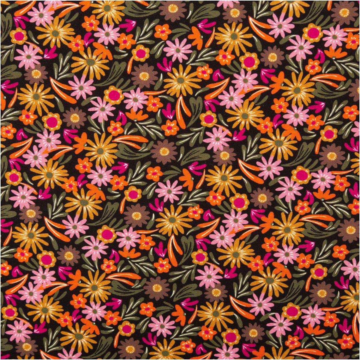 SCHÖNER LEBEN. Stoff Viskose Meterware für Bekleidung Blüten und Blätter klein bunt 140cm, allergikergeeignet,atmungsaktiv,pflegeleicht