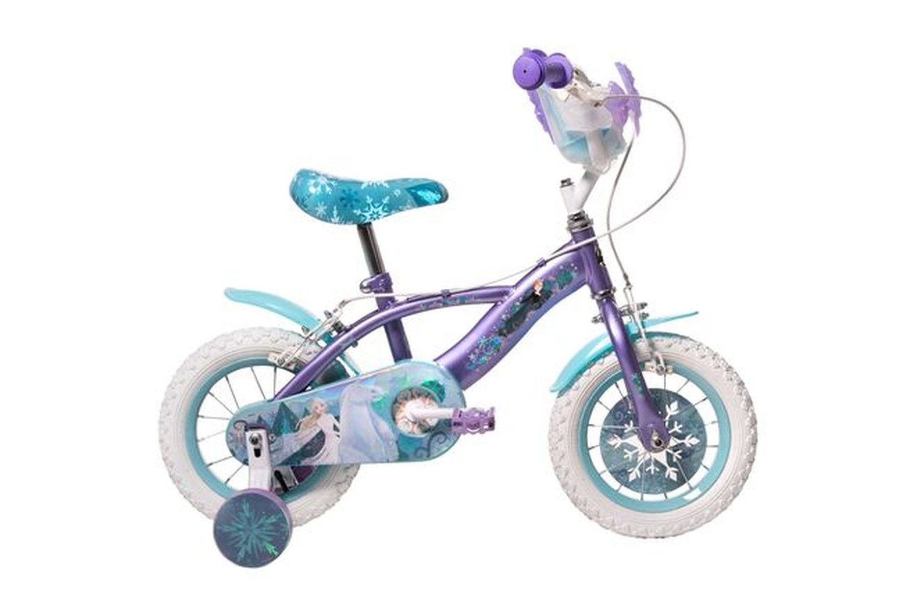 Volare Kinderfahrrad Disney Frozen 2 für Mädchen 12 Zoll Blau/Lila mit zwei Handbremsen, Disney Die Eiskönigin, offizielle Lizenz, abnehmbare Stützräder