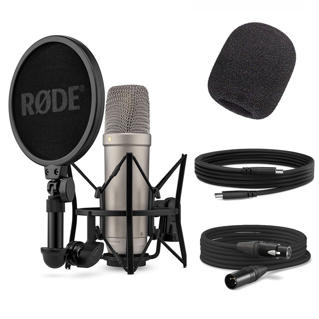 RØDE Mikrofon Rode NT1 5th Generation XLR USB Mikrofon mit Popfilter, Vorteils-Set mit Ohrhörer