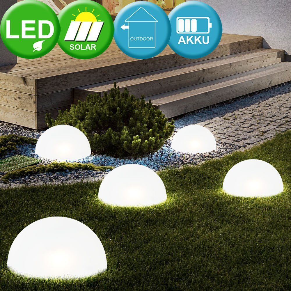 etc-shop verbaut, Warmweiß, LED-Leuchtmittel Weg fest Gartenleuchte, Solar Set 8er Kugel LED LED Garten Leuchten Außen Halb
