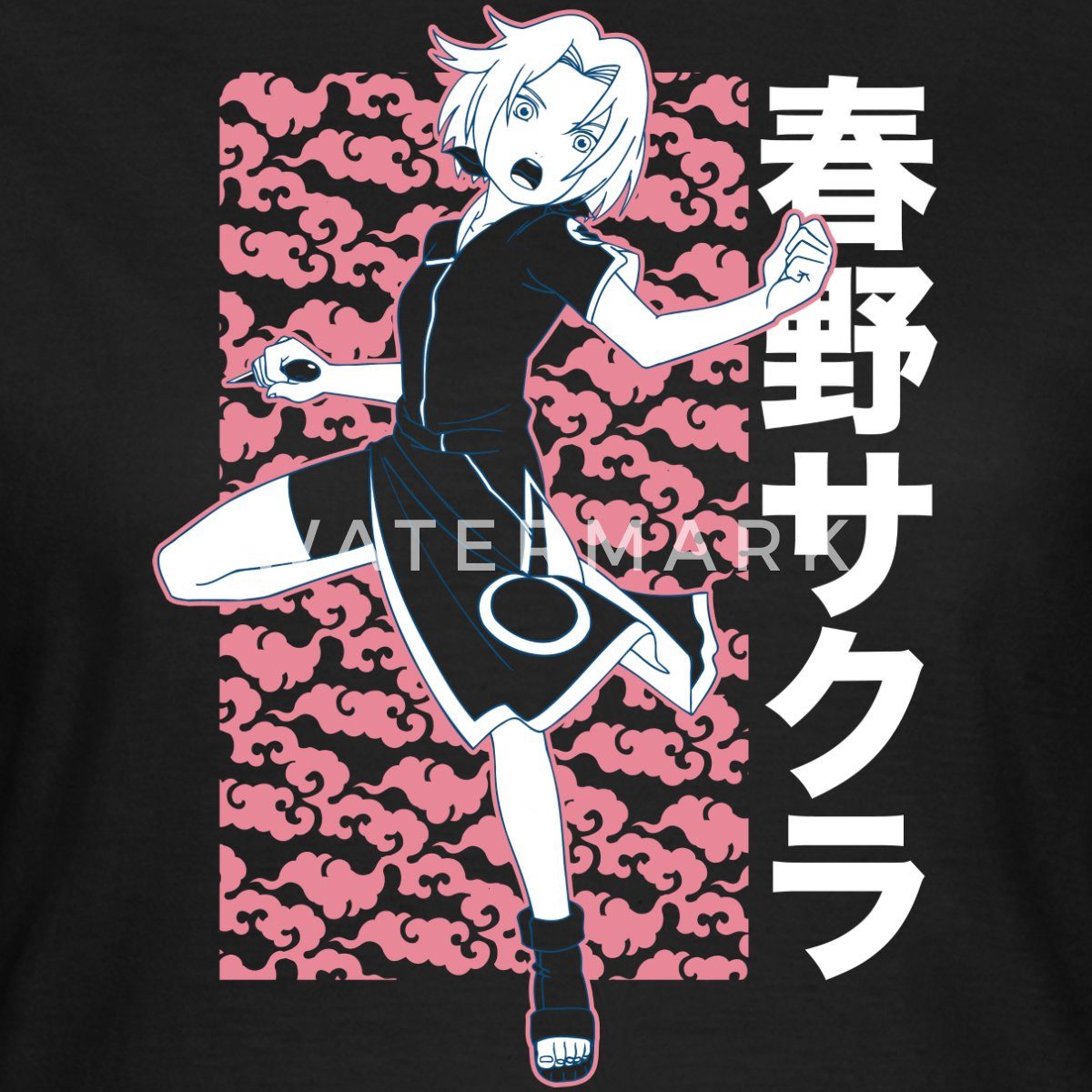 Spreadshirt T-Shirt Naruto Cooles Design Mit Sakura Frauen T-Shirt (1-tlg) Slim Fit, fällt klein aus