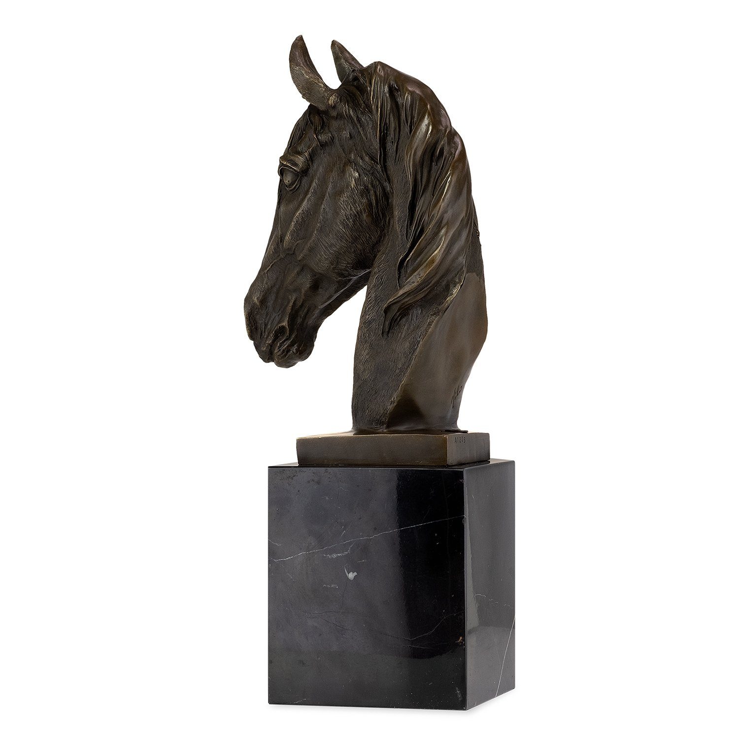 Bronzefigur Schreibtisch Regal Skulptur Deko Vitrine Dekofigur Pferdekopf, Figuren Bronzefigur für Moritz