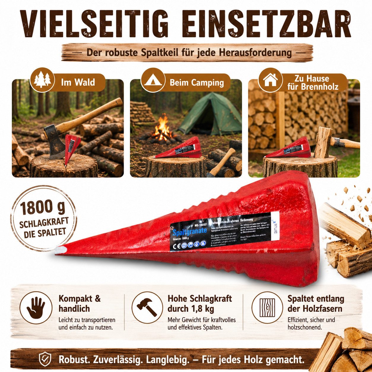 Bituxx Drehspaltkeil Spaltgranate 1800 g, (MS-16367) – Bild 4 von 4