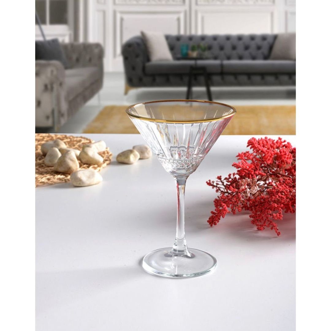 Pasabahce Martiniglas 440328 4er Pack Elysia Golden Touch Kelchglas/Martiniglas, Glas