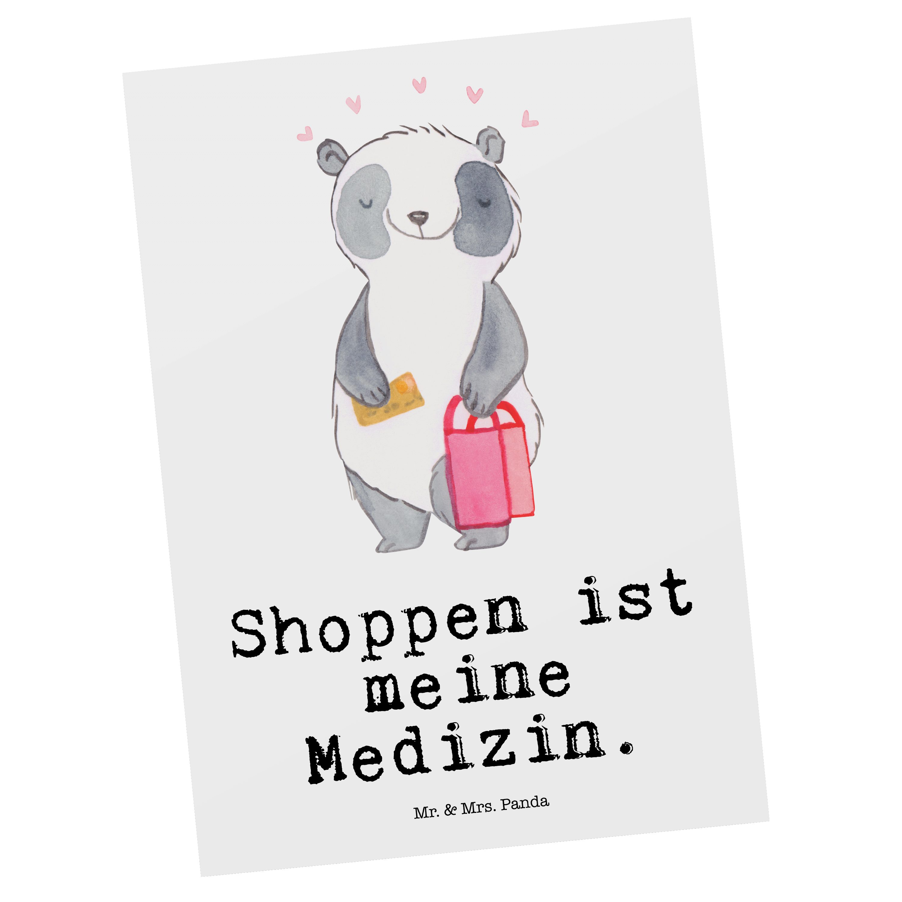 Mr. & Mrs. Weiß Geschenk, Panda Postkarte Ansichtskarte, - Panda Medizin - Shopping Geschenkkart