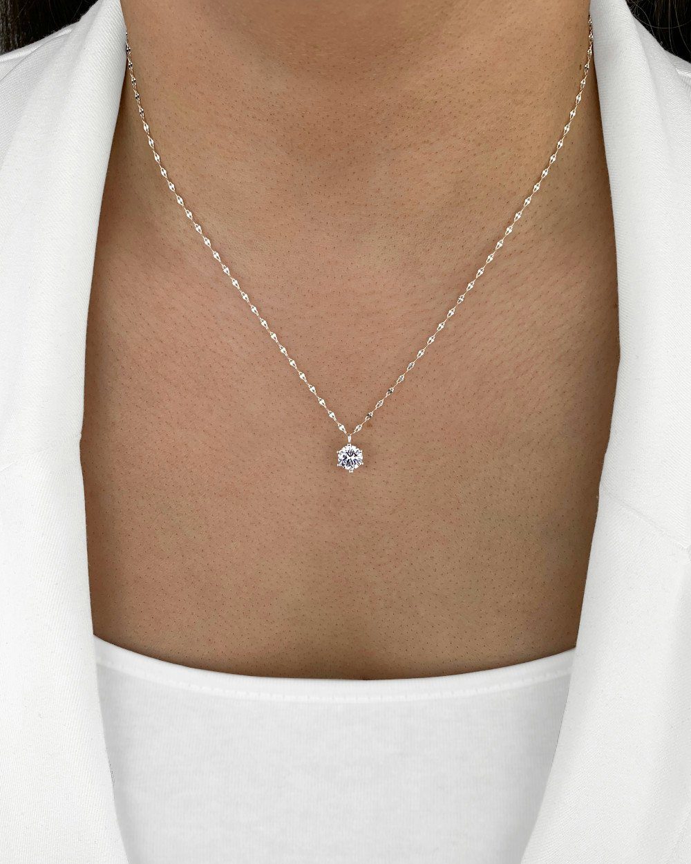 DANIEL CLIFFORD Kette mit Anhänger 'Belle' Damen Halskette Silber 925 Solitär Anhänger (inkl. Verpackung), 45cm Collier aus 925 Sterlingsilber mit Solitär Zirko – Bild 3 von 5