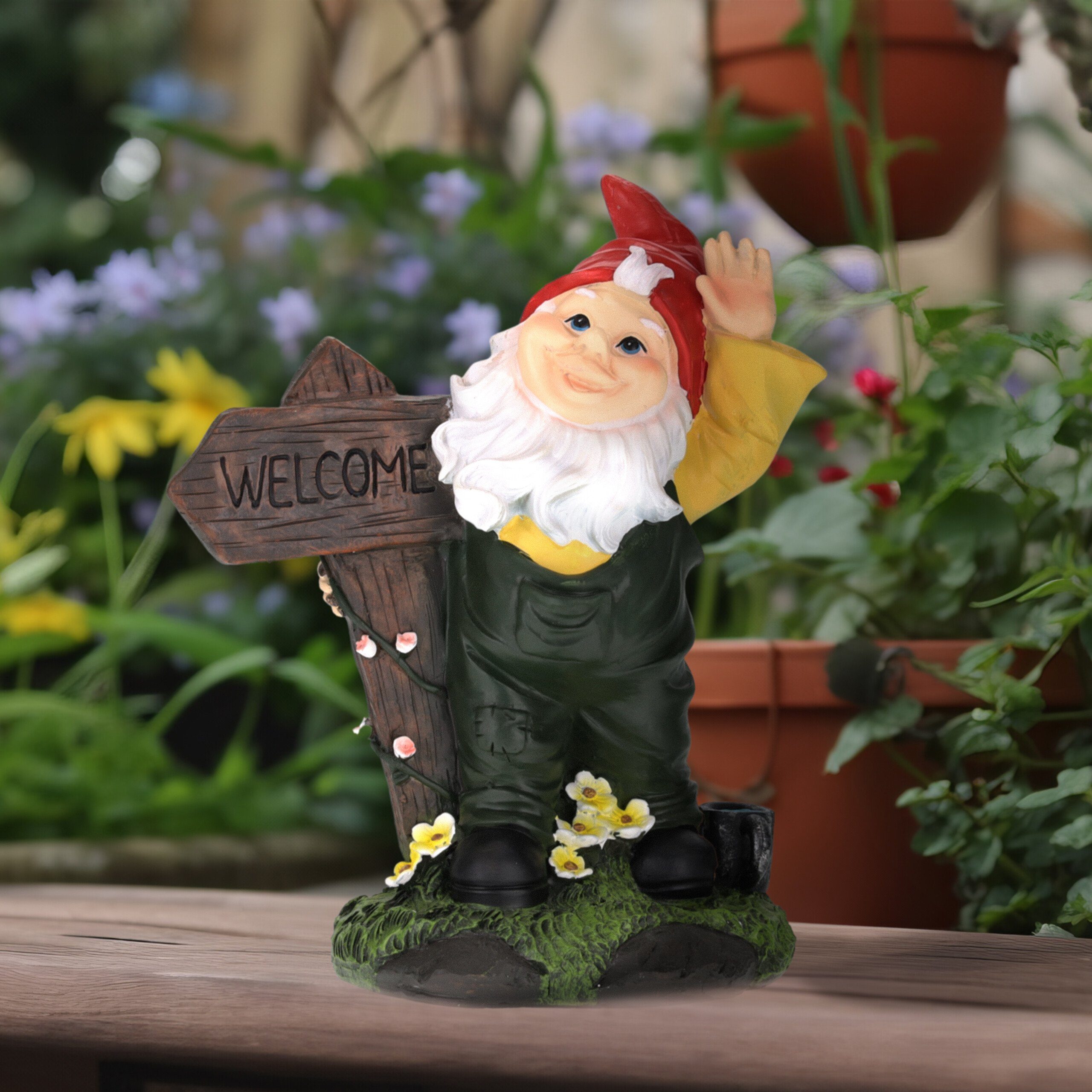 relaxdays Gartenzwerg mit Welcome Schild günstig online kaufen