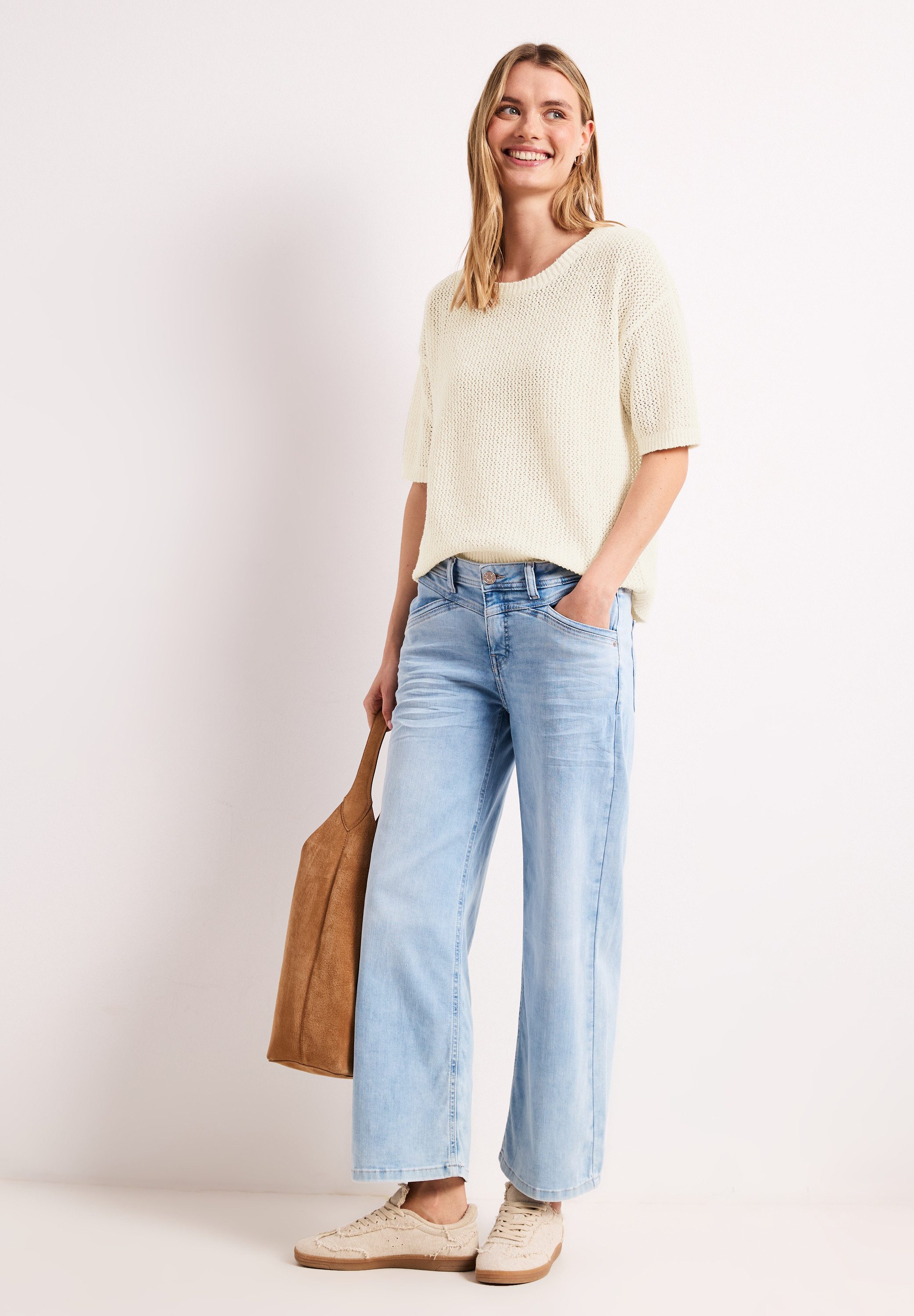 STREET ONE Kurzarmpullover im soften Baumwoll-Mix
