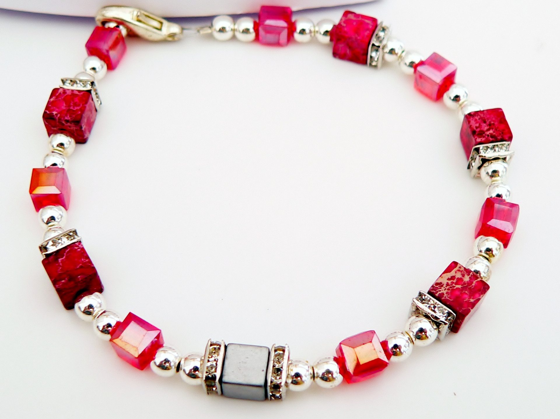 traumschmuck Perlenarmband 560a Armband Sediment Jaspis Kristallglas Hämatit Straß (Valentinstag, Muttertag, Geburtstag), handgefertigt, Made in Germany