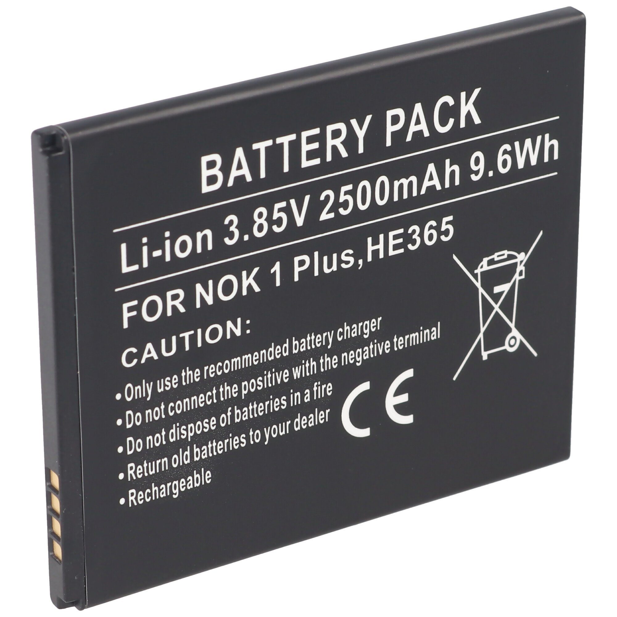 3,85V, Akku 2500 9,6Wh HE365, V) 2500mAh, (3,9 AccuCell Akku 1 mAh Li-Ion, Plus, für Nokia passend