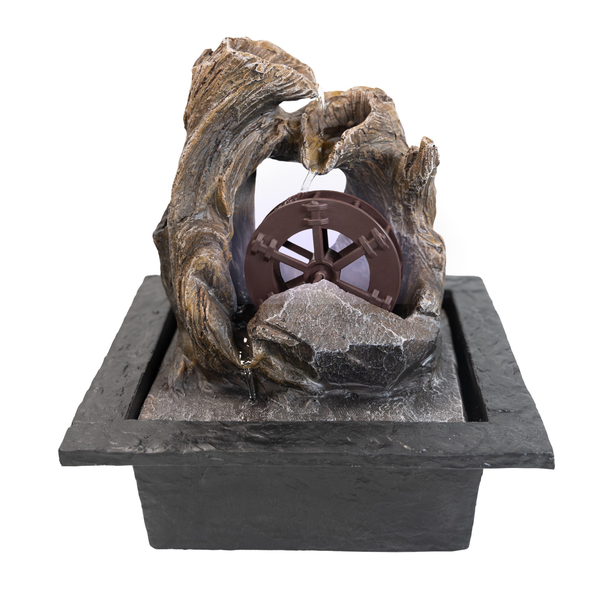 Lemodo Zimmerbrunnen Tischbrunnen mit drehendem Wasserrad, 21,5 cm Breite