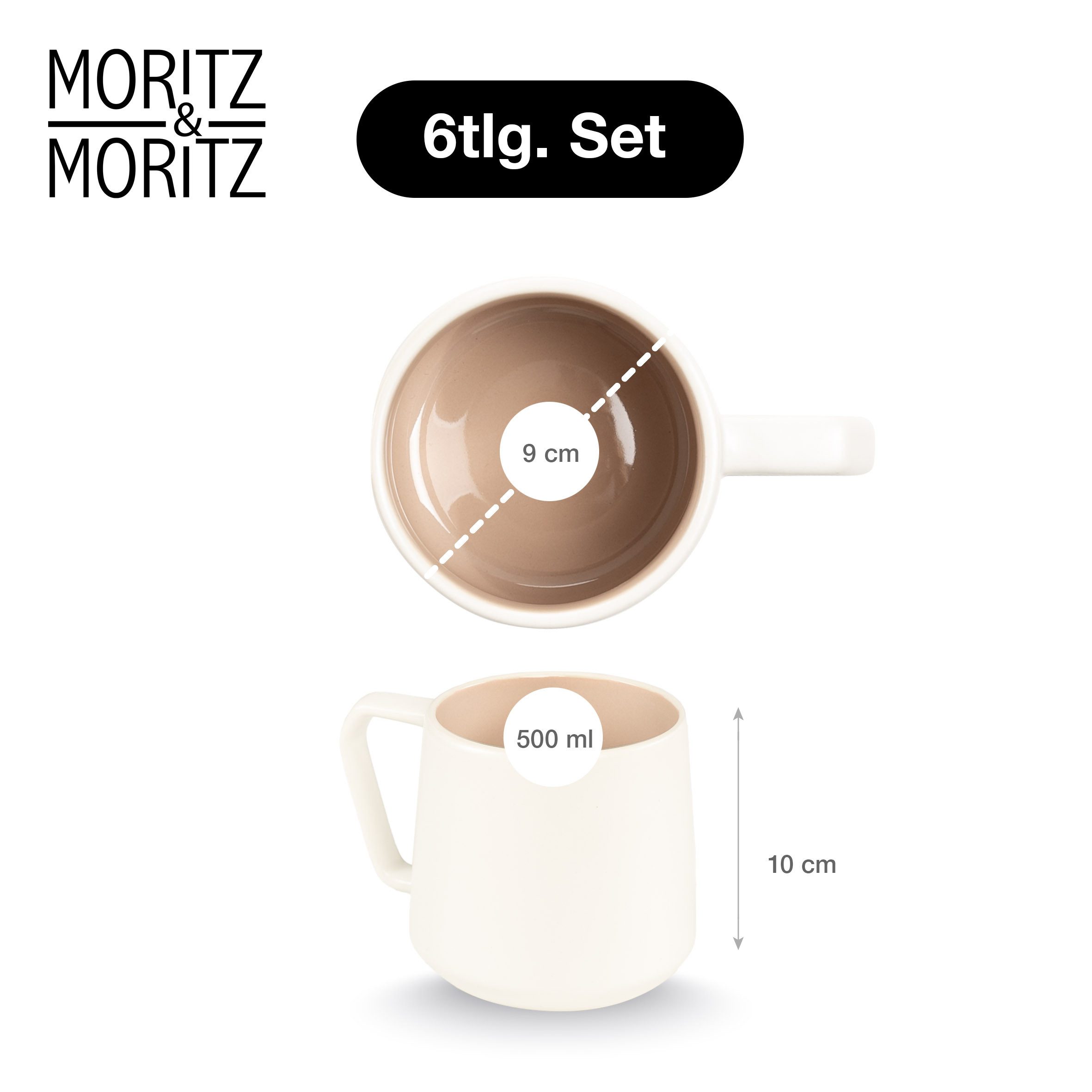 Moritz & Moritz Tasse CAVO Kaffeebecher - Almond, 6-tlg., Steinzeug, Spülmaschinengeeignet