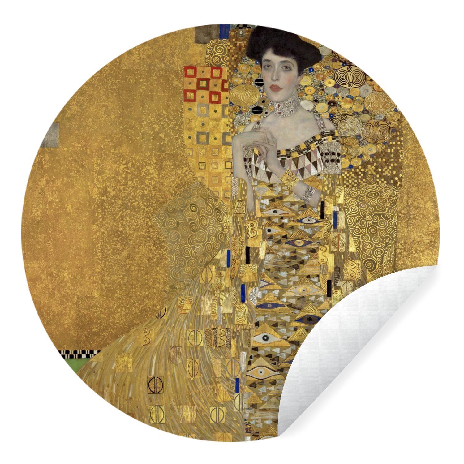 (1 Tapetenkreis Wohnzimmer Gustav Adèle MuchoWow Bloch-Bauer Porträt für Klimt Rund, von I St), Wandsticker Kinderzimmer, Tapetenaufkleber, -