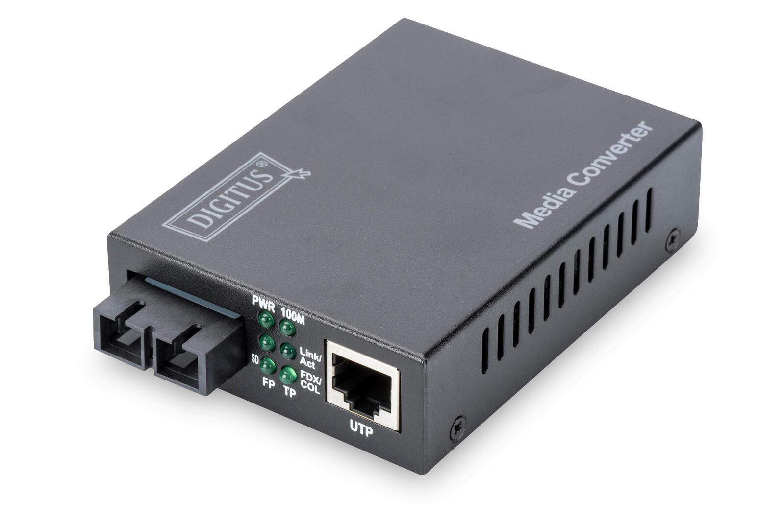 Digitus PC-Lüfter Hub Fast Ethernet Medienkonverter, RJ45 / SC