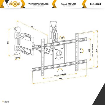 RICOO S5364 TV-Wandhalterung, (bis 70 Zoll, Fernsehhalter Ecke schwenkbar neigbar ausziehbar Eck Halterung)