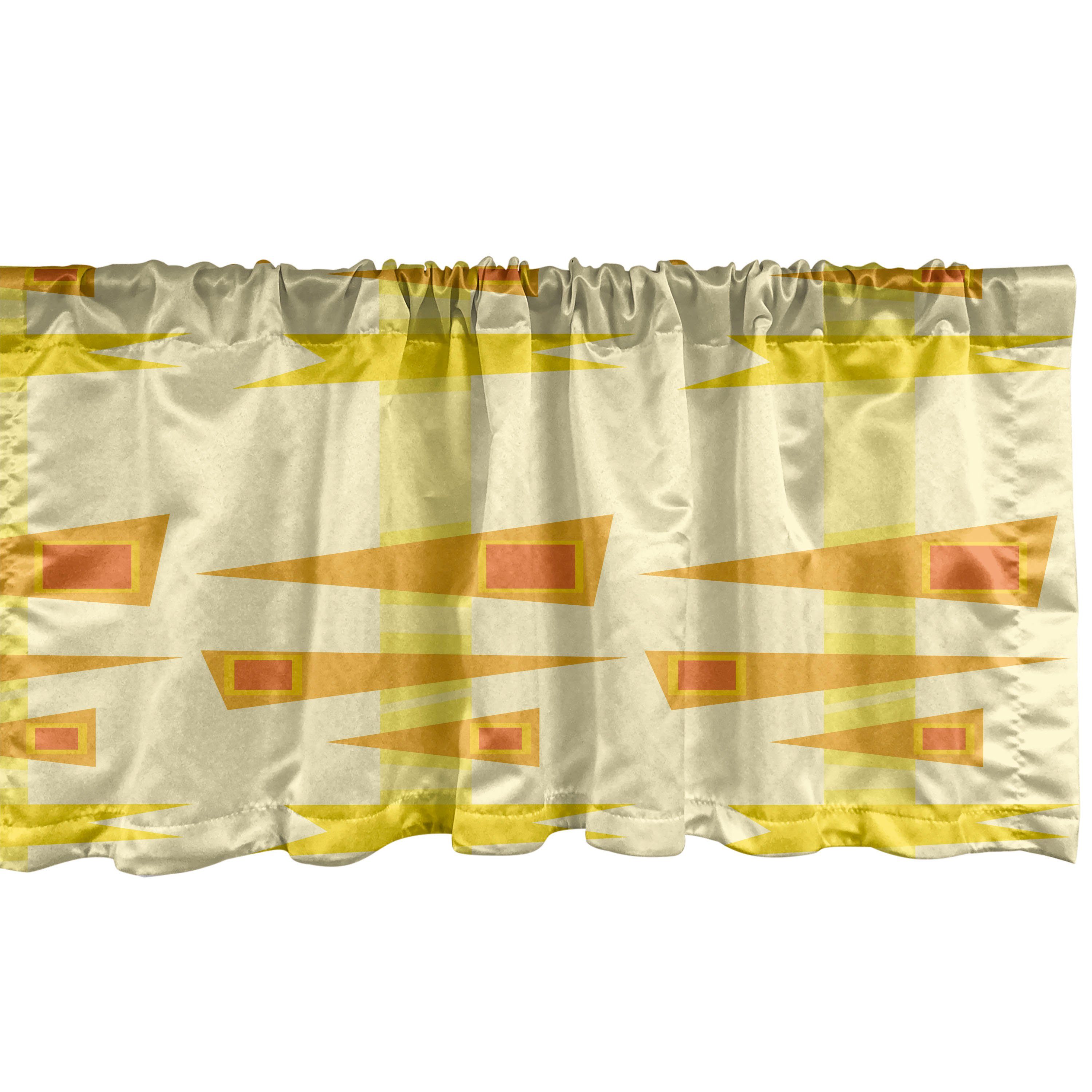 Scheibengardine Vorhang Volant für Küche Schlafzimmer Dekor mit Stangentasche, Abakuhaus, Microfaser, Burnt orange Geometrischer Sommer Forms