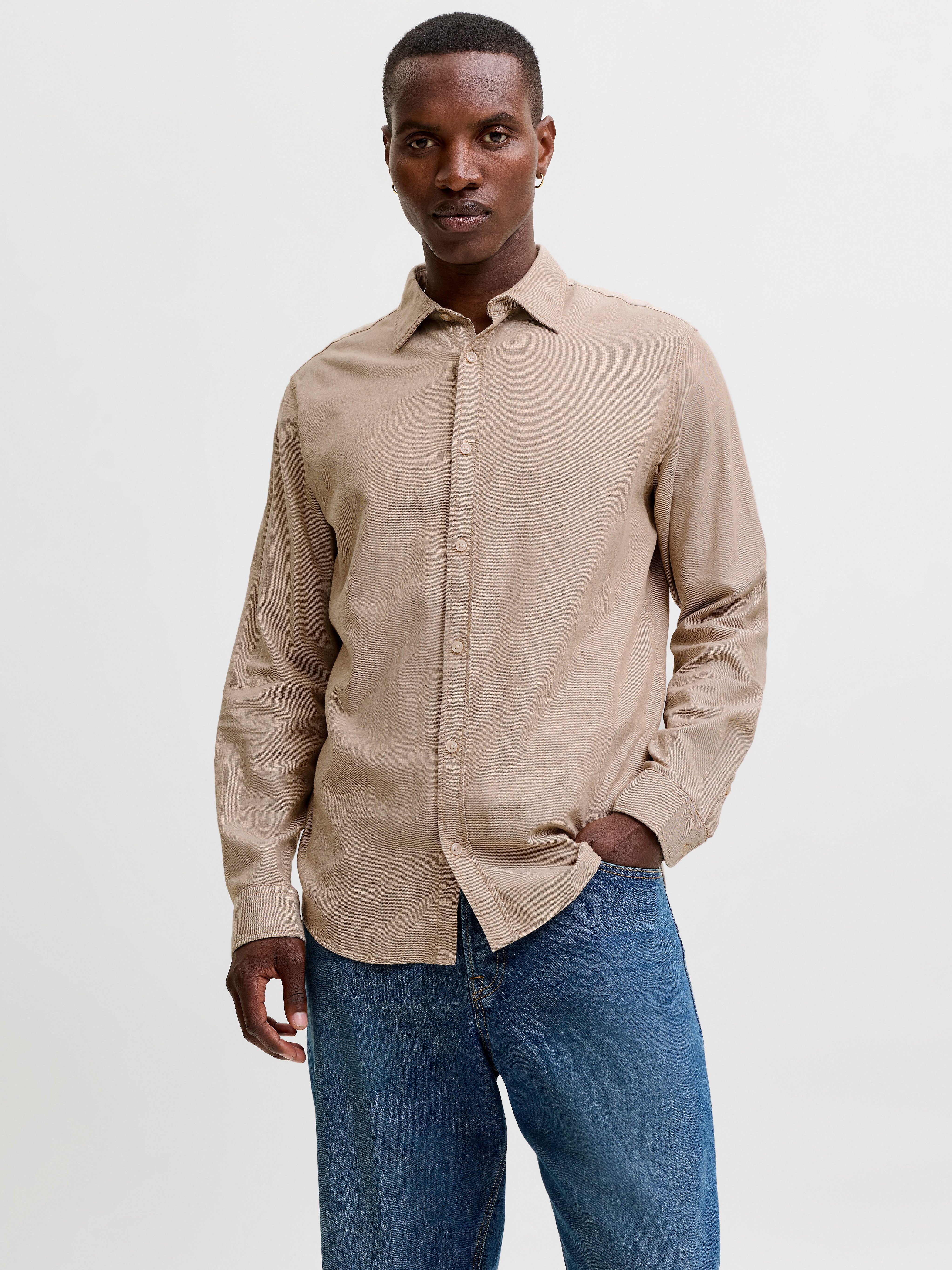 Jack & Jones Langarmhemd JJEFIELD MELANGE SHIRT LS SN Baumwolle, normal geschnitten