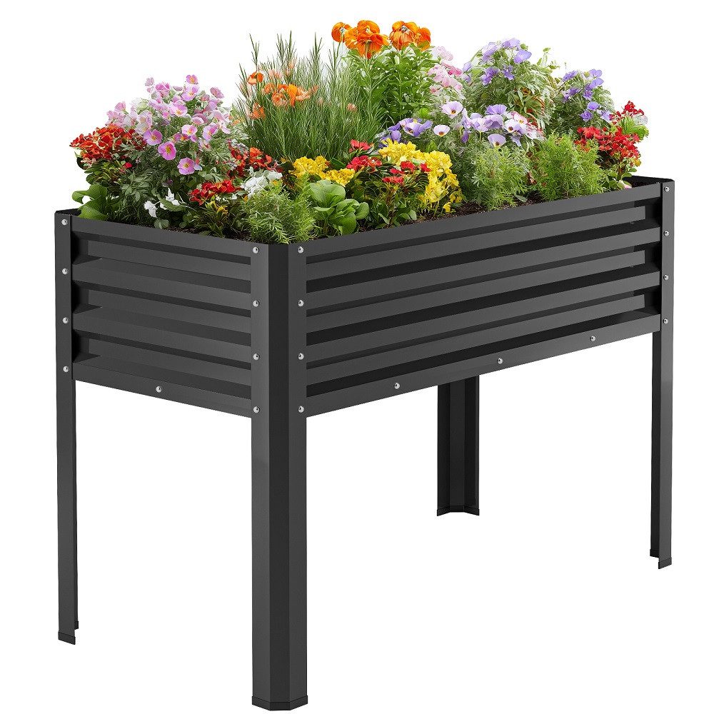 Meulbaty Hochbeet Verzinktes Hochbeet mit Füßen, Metall-Hochbeetkasten für Pflanzen (1 St), auf Balkon, Terrasse und Garten, 80 cm Höhe