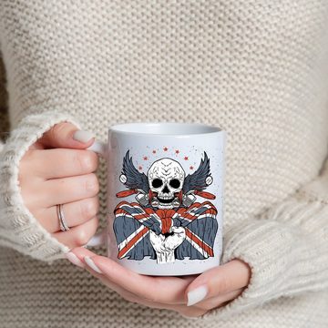 Youth Designz Tasse Uk Biker Skull Kaffeetasse Geschenk, Keramik, mit trendigem Frontprint